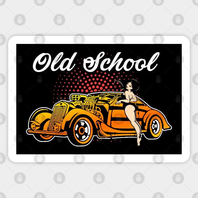 Classic Car Pin-up Girl Magnet by Mila46